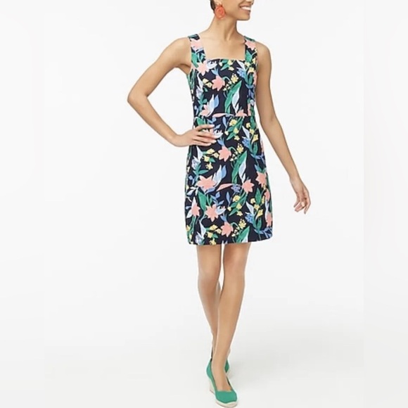 J. Crew Dresses & Skirts - 104. J. Crew Floral Basketweave Square Neck Dress